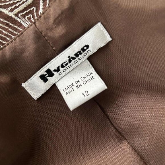 Nygård Collection Chocolate Pure Linen Floral Embroidered Jacket – US 12 - Picture 11 of 11